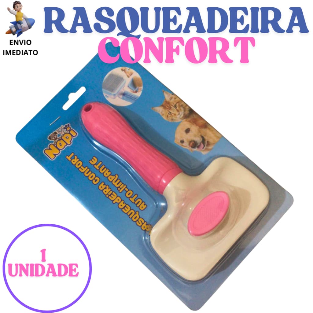 Escova Removedora Tira Pelos Cachorro Gato Pet para Pentear, Escova Pet Rasqueadeira