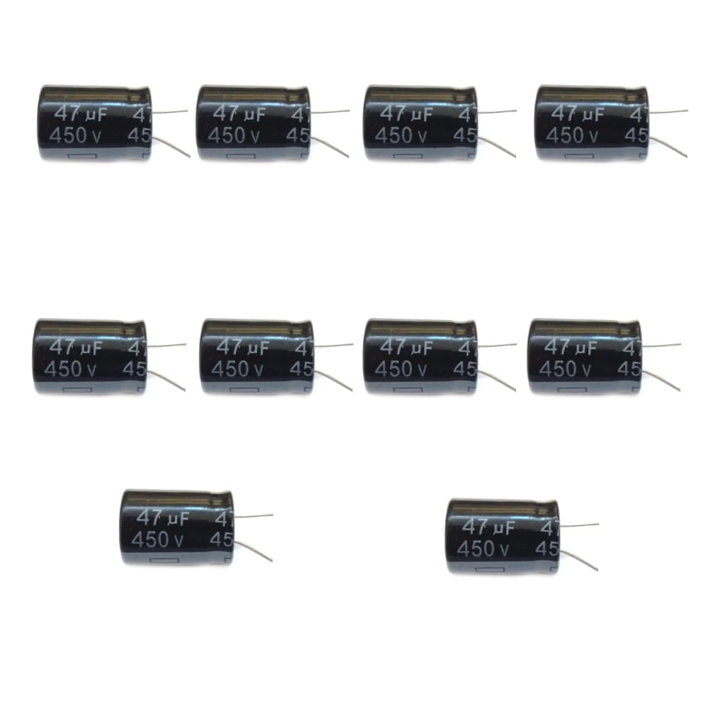 Kit 10x Capacitor Eletrolítico 4,7uF 450V Radial | Compacto 1,6x1,0cm | Alta Tensão