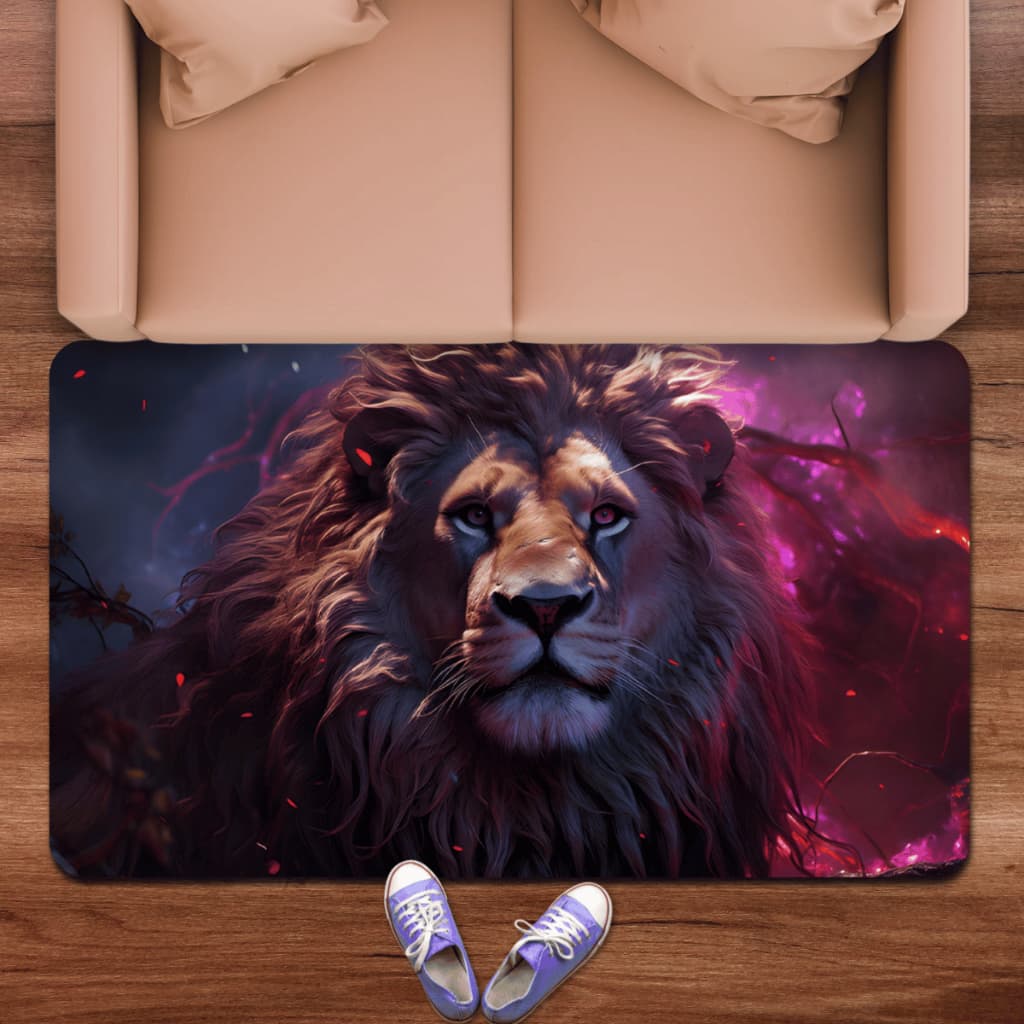 Tapete Grande para Sala ou Igreja Leão Roxo 118x70cm Casa Sala