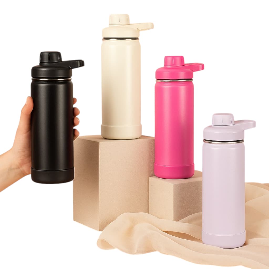Garrafa Térmica Inox 550ml Garrafa de Água Academia Garrafinha Bonita Colorida Base em Silicone