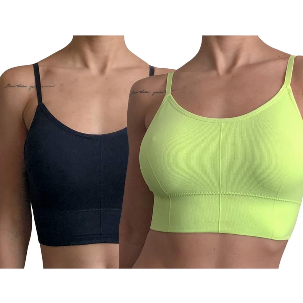 Kit 2 Top De Alcinha Academia Feminino Fitness Com Bojo Liso