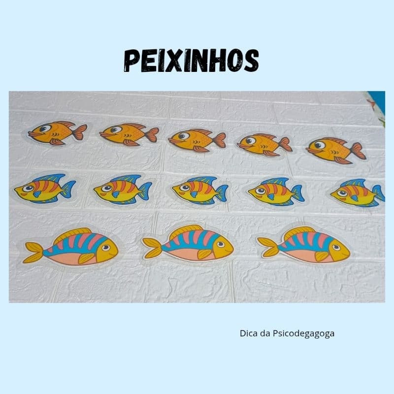 Material pedagógico Peixinhos plastificados atividade lúdica cards pedagógicos