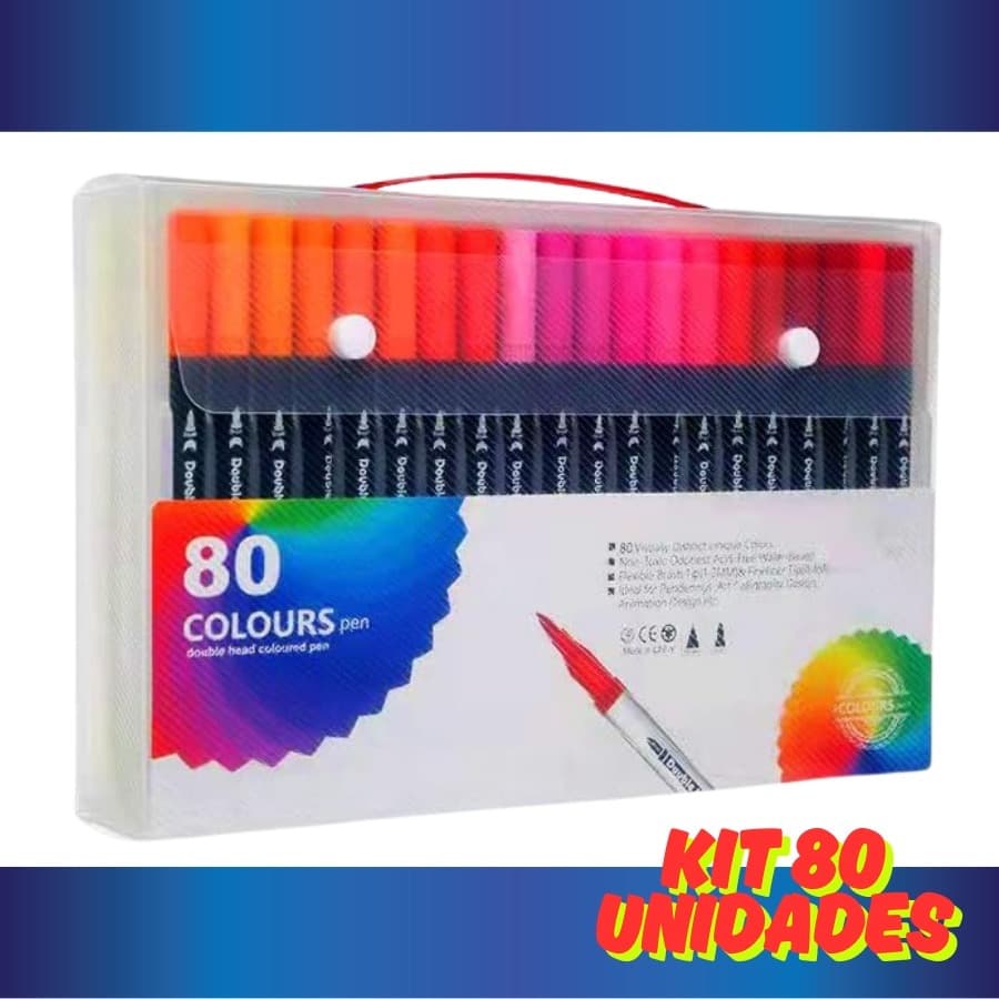 Kit 60 & 80 Canetas 2 em 1 – Brush Lettering e Ponta Fina Dual Pen