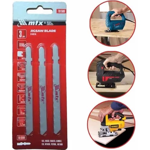 Jogo Lamina Para Serra Tito Tico Aço Carbono Metal Madeira Encaixe Bosch 75x2,5mm Com 3 Peças Universal