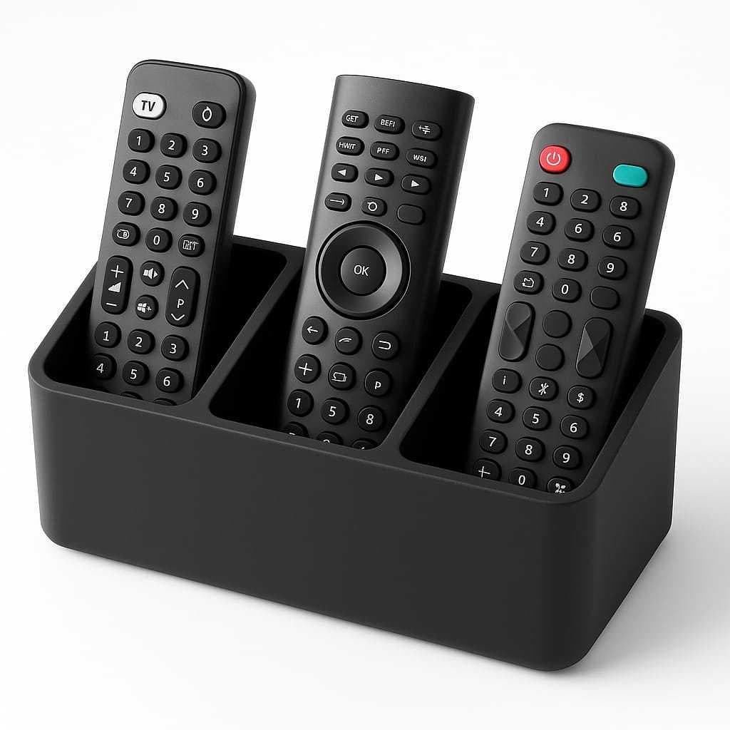 Porta Controle Remoto com 3 Compartimentos – Organizador Prático para Sala e Quarto