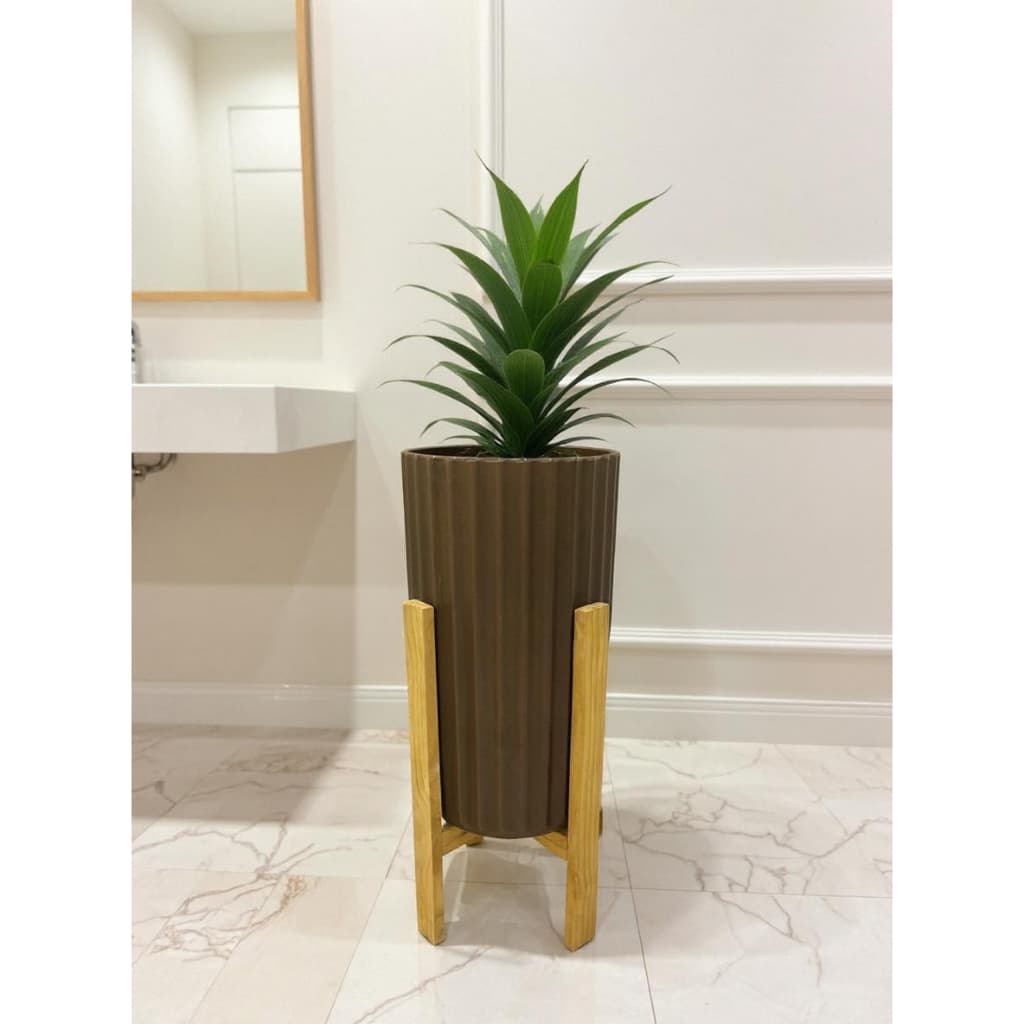 Suporte de Chão e Vaso de Plantas Grande em Madeira Pinus Tratado 79cm