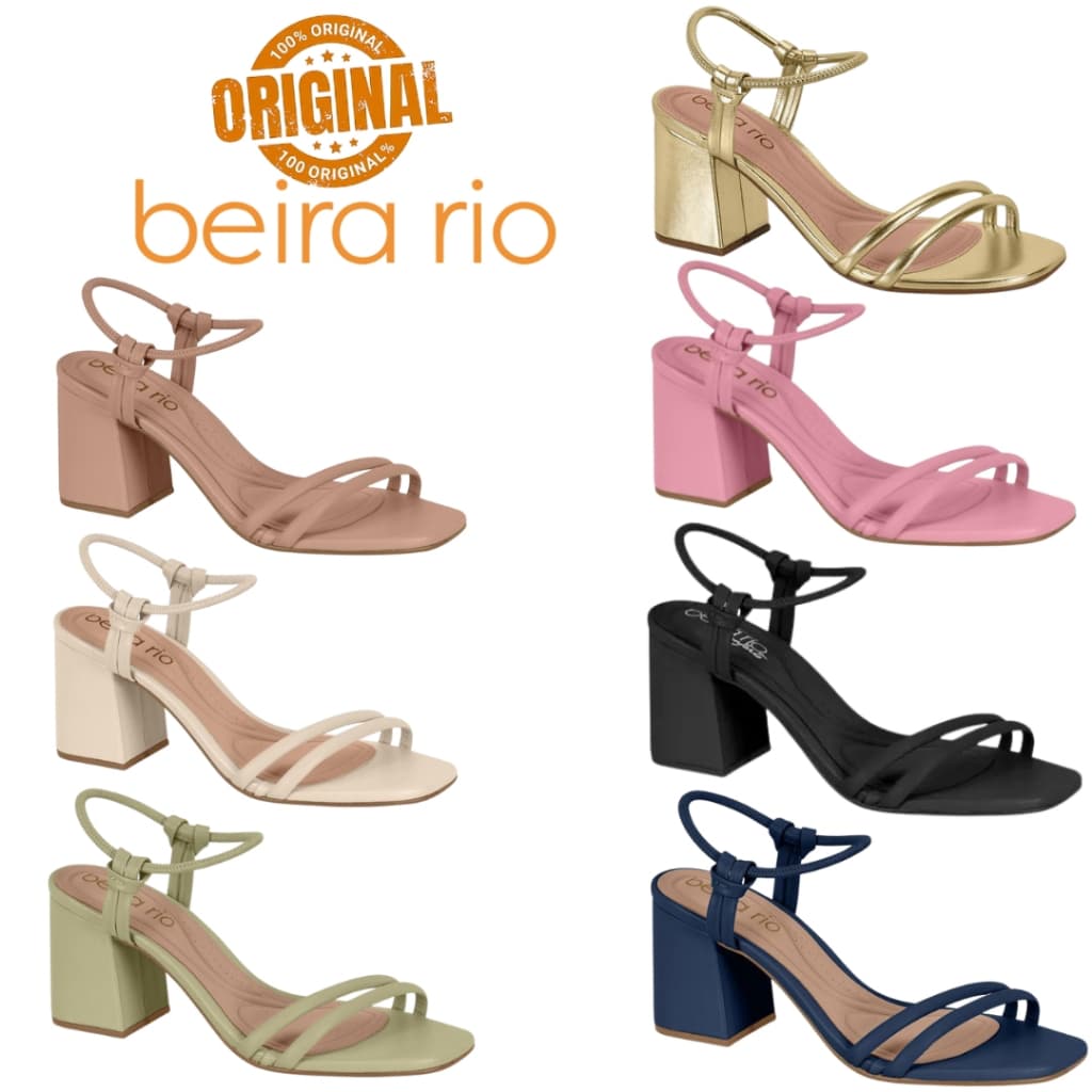 Sandália Beira Rio Salto Bloco Feminina | 7 Cores | Original