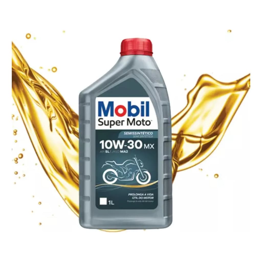 MOBIL Oleo 4T MX 10W30 SUPER MOTO SEMI SINTETICO ÓLEO LUBRIFICANTE PARA MOTOR 4 TEMPOS MOTOS QUADR