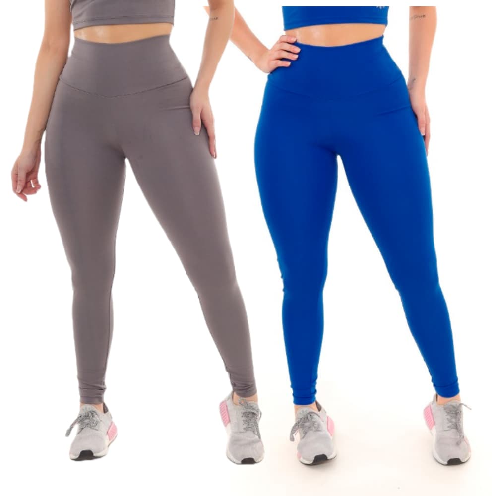 Kit 2 Calças Legging Academia Anti-Transparencia Feminina Fitnnes Suplex