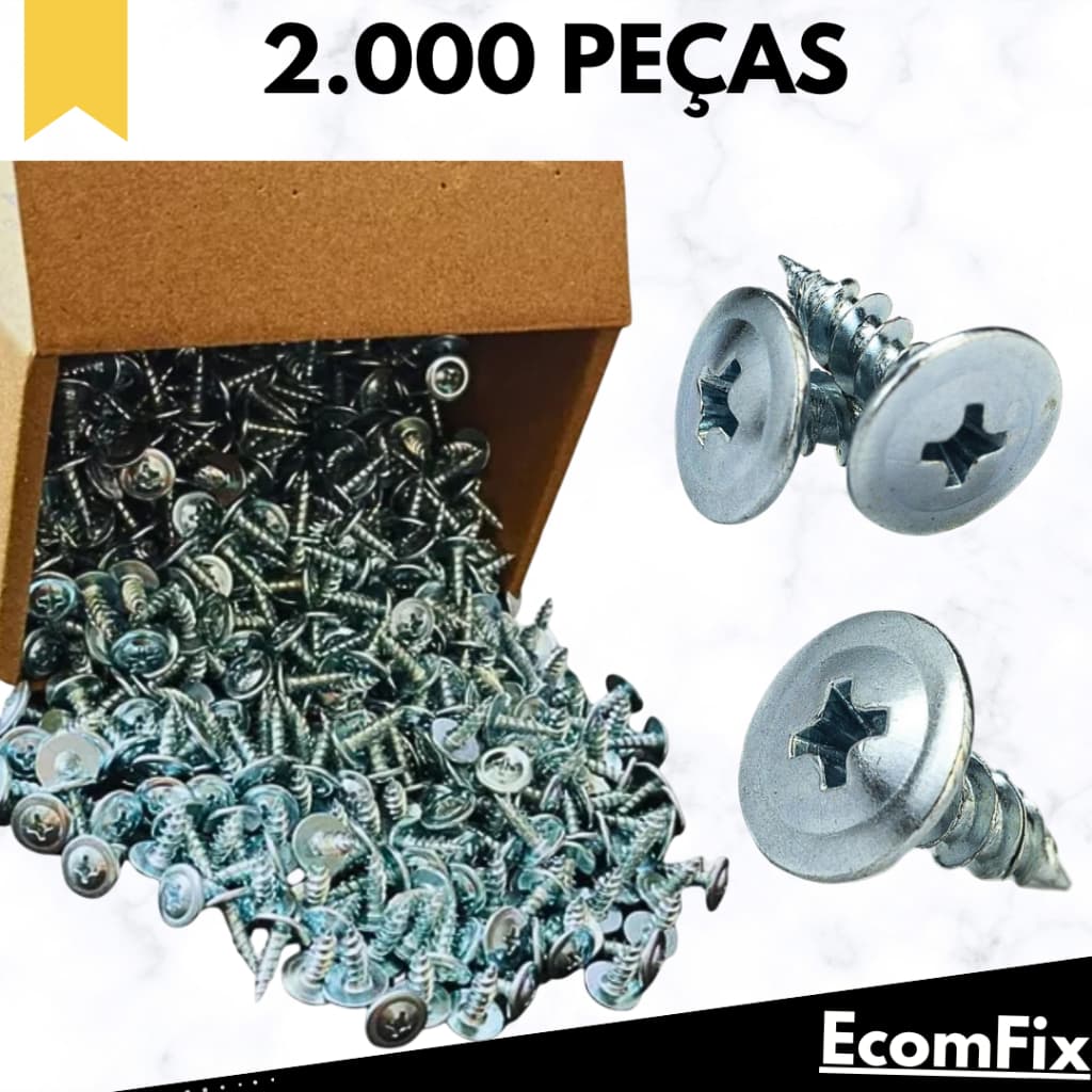 Parafuso Ponta Agulha Para Forro De Pvc 4,2x13 Com 2000 Peças