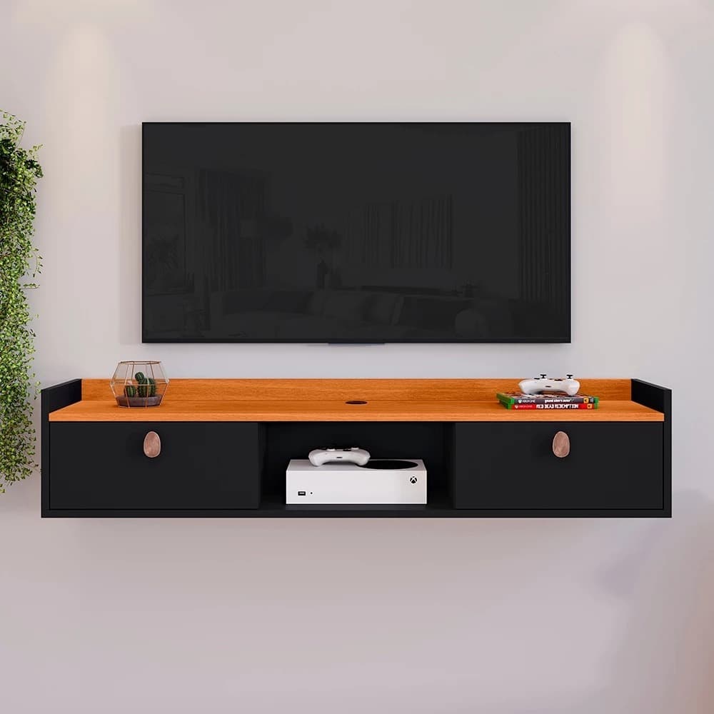 Rack Suspenso Sala Tv 1.20cm Home Decoração Sala Quarto nicho 1 Porta Painel para tv Aparador de tv