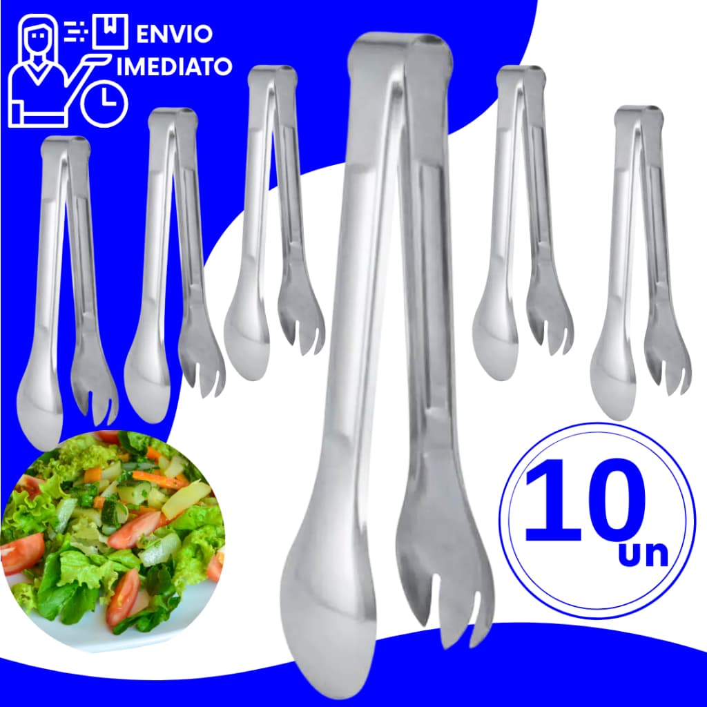 Kit Pegador Inox Multiuso Saladas Pães 20cm Profissional Utensílios de Cozinha para Restaurantes