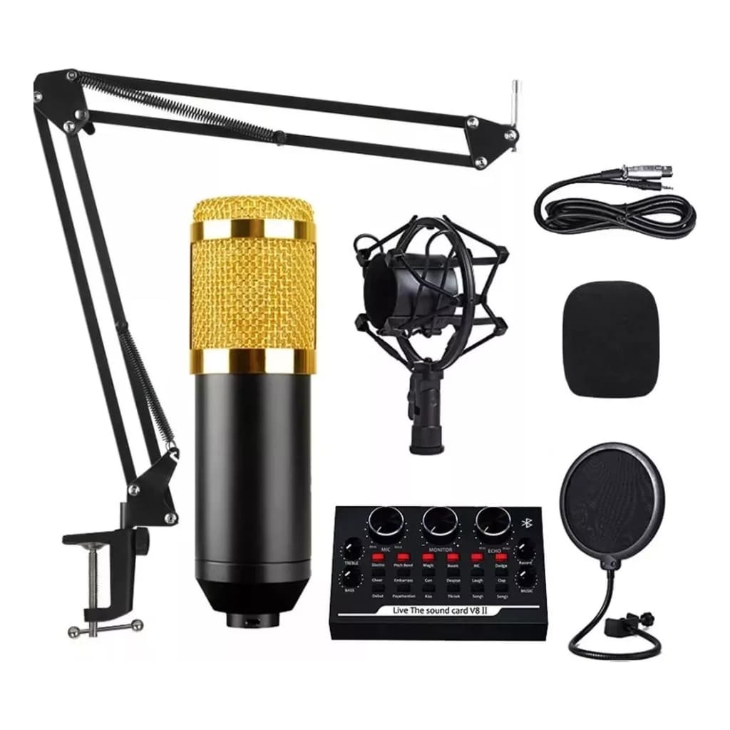 Kit Microfone Condensador E Mesa De Som Profissional Tomate MT-3502