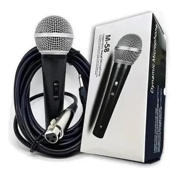 Microfone Com Fio Dinâmico Profissional Metal 5mts Sm-58