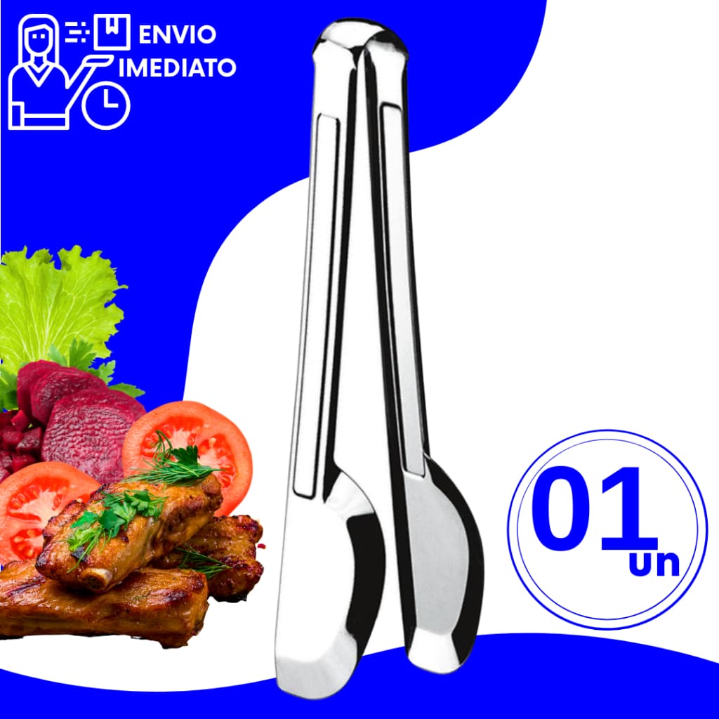 Pegador Aço Inox Universal Premium Multiuso de Massa Saladas Pães para Restaurantes Buffet