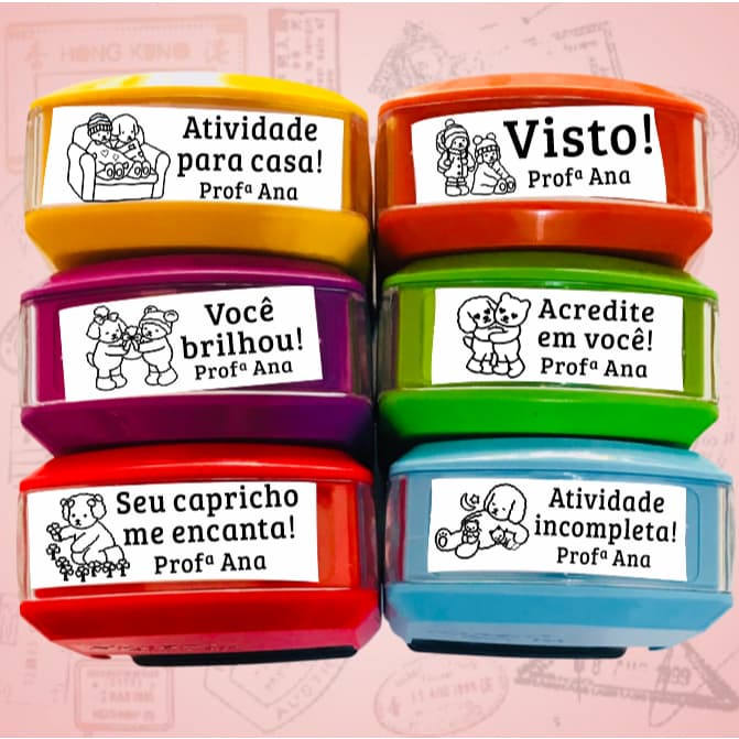 Kit de carimbos pedagógicos com personagens BobbieGoods - ENVIAR NOME NO CHAT NO ATO DA COMPRA