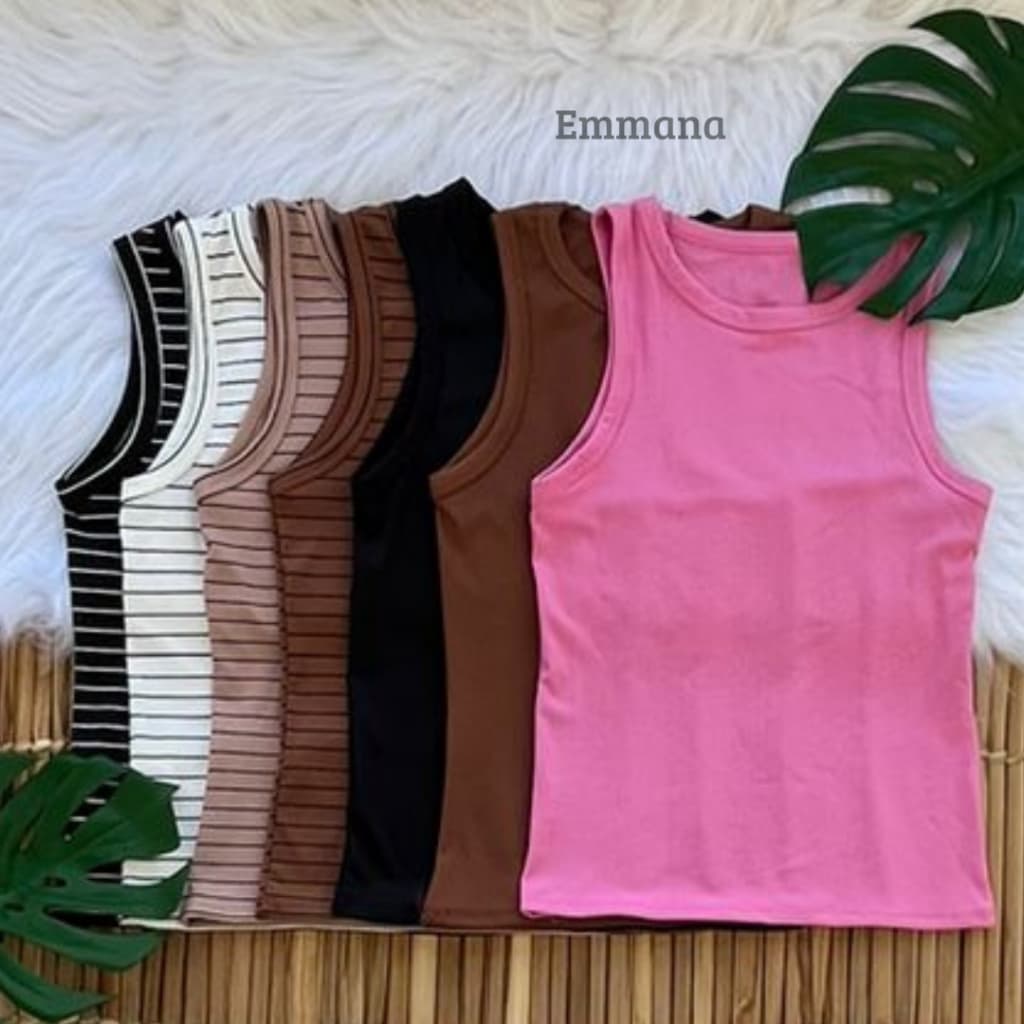 Kit 7 Regata Canelada Feminina Liso/Listrado Blusa Básica Camiseta Casual
