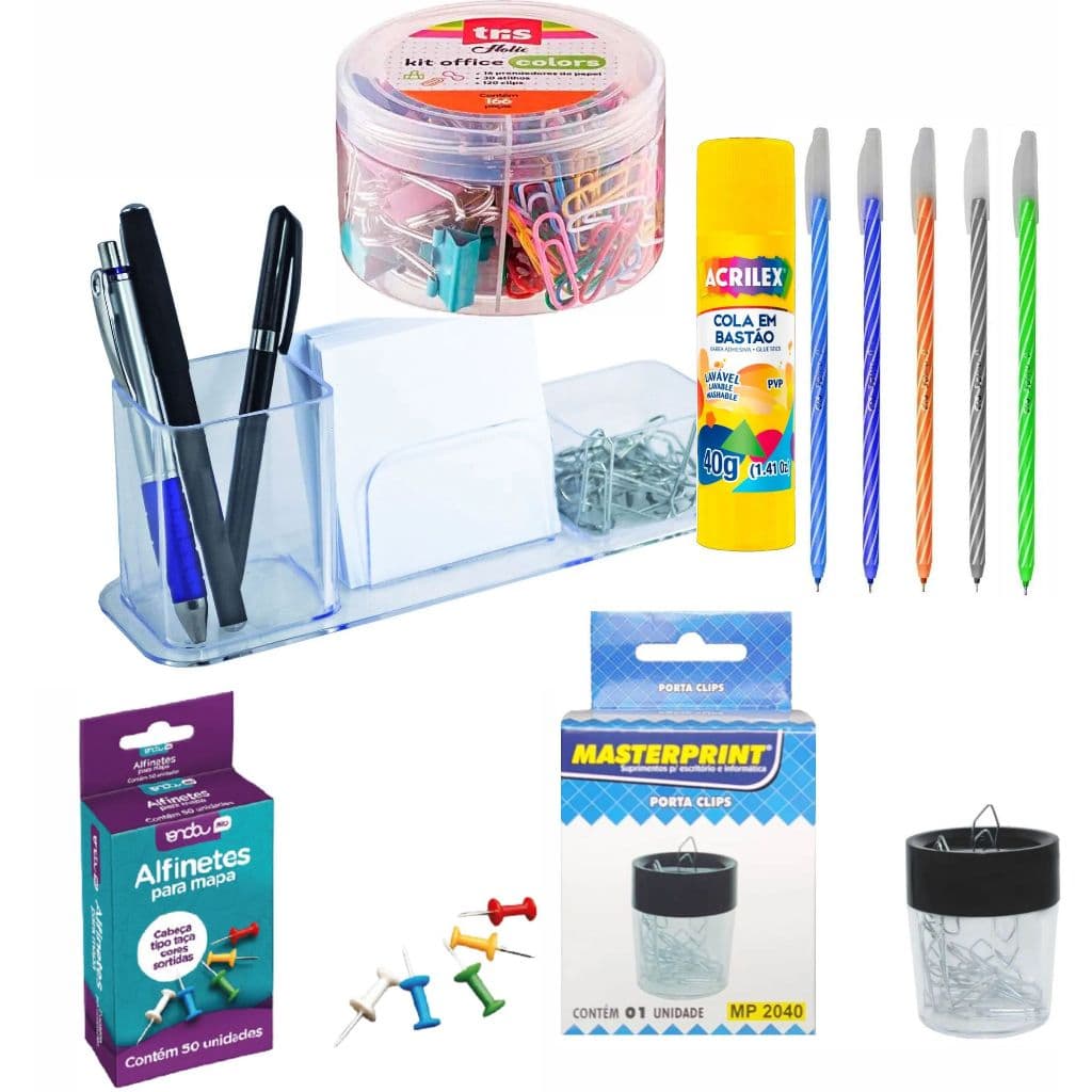 SUPER KIT ESCRITORIO TUDO O QUE PRECISA COM ESTILO E QUALIDADE MARCAS DIVERSAS