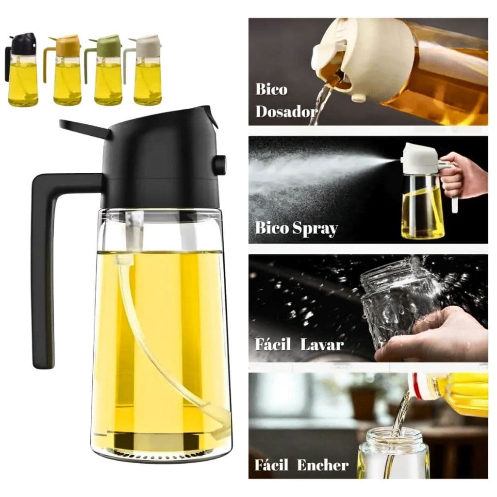 Galheteiro Azeite Vinagre Com Borrifador e Dosador 470ml