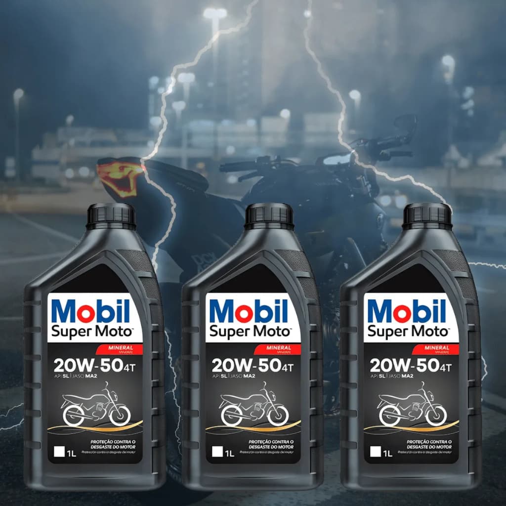 KIT 3 LITROS OLEOS MOTO MOBIL 20W50 4T SUPER MOTOS ÓLEO MINERAL LUBRIFICANTE MOTORES 4 TEMPOS