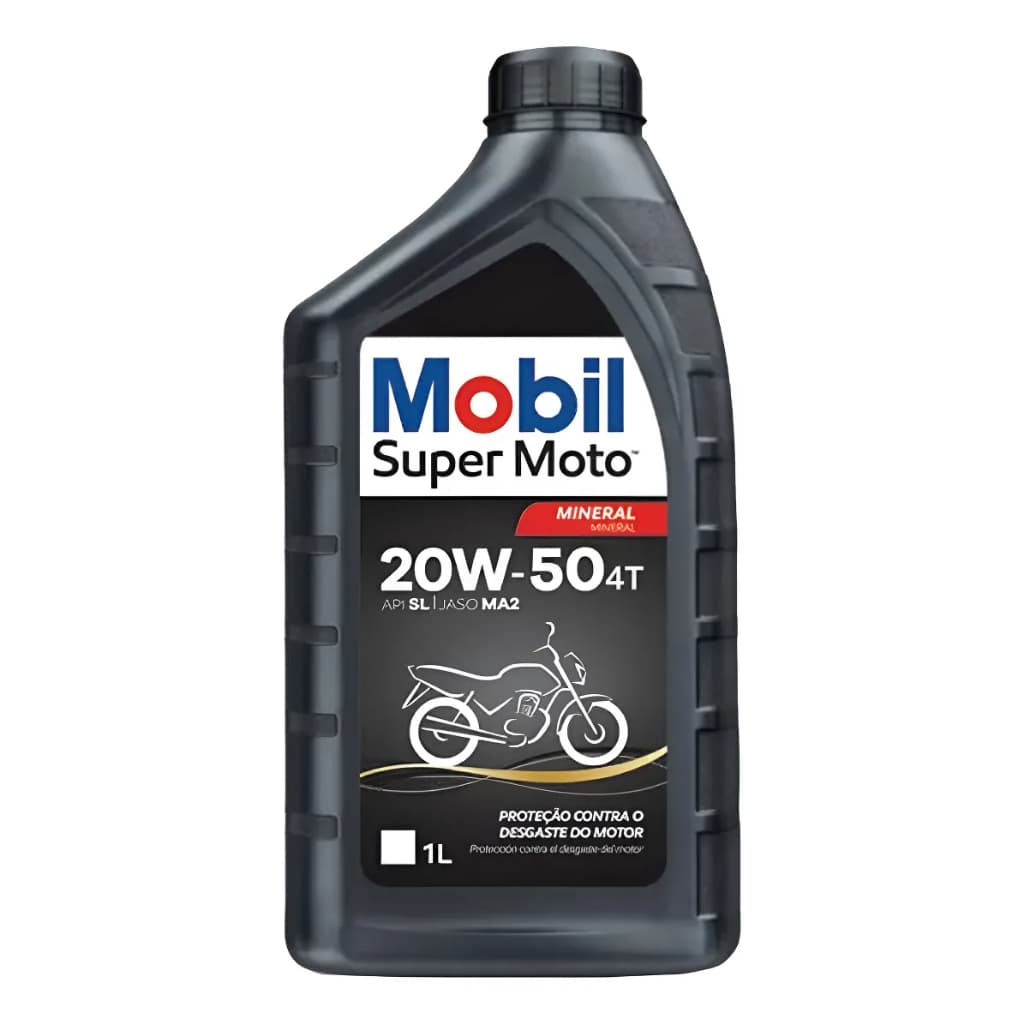 Oleo Mineral Mobil 20W50 4T Super Moto Óleo Lubrificantes Para Motos Motores 4 Tempos 1 litro
