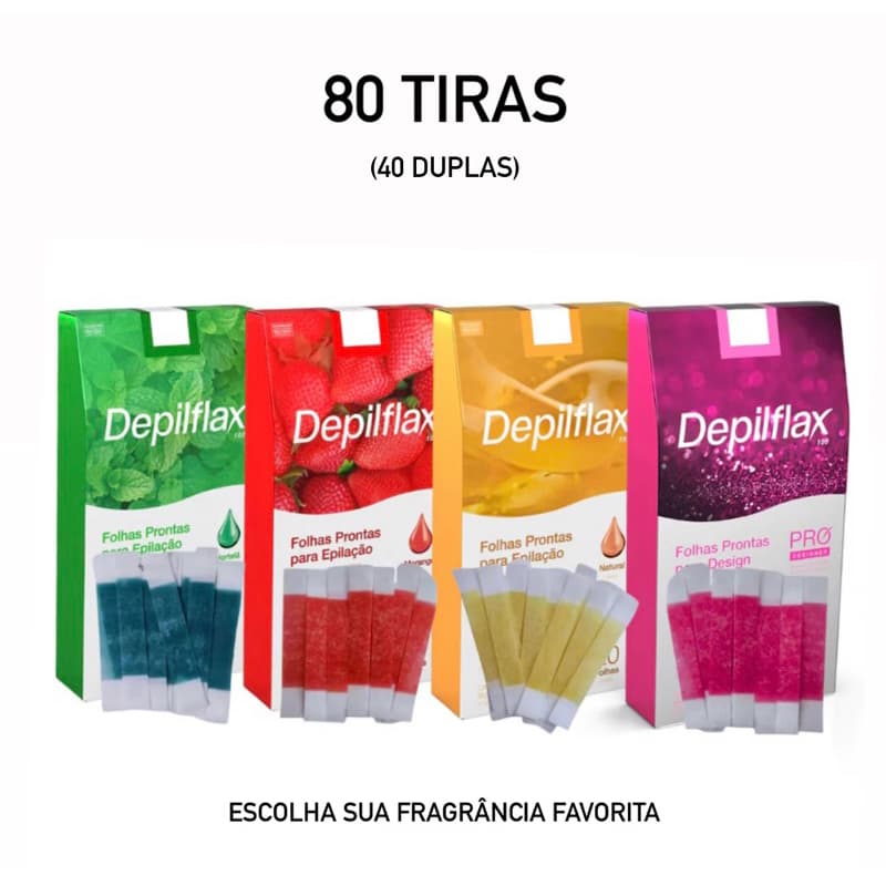 80 TIRAS (40 DUPLAS) DE CERA FRIA EM FOLHAS / FITAS - DEPILFLAX