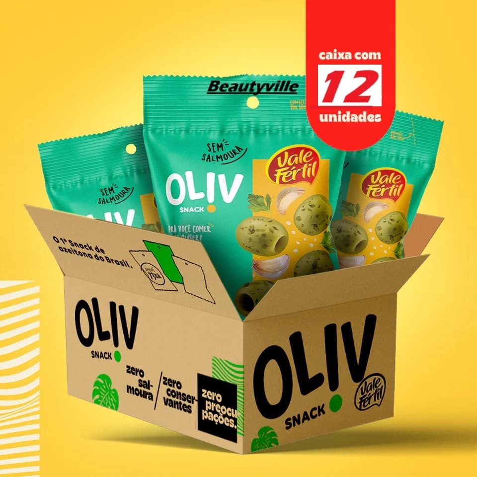 12 Snack De Azeitona Verde Temperada Sabor Provençal 50g Oliv Vale Fértil