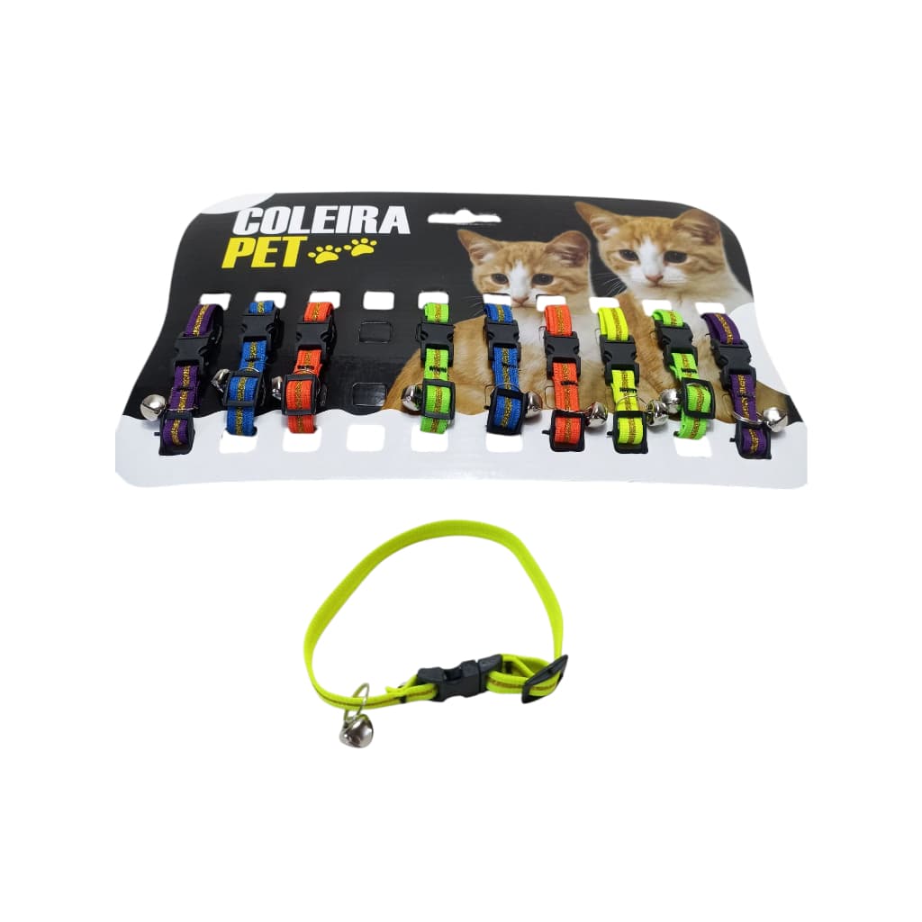 kit 10 Coleira Elástica para Gato com Guizo Ajustável Colorida coleiras para gato com sino