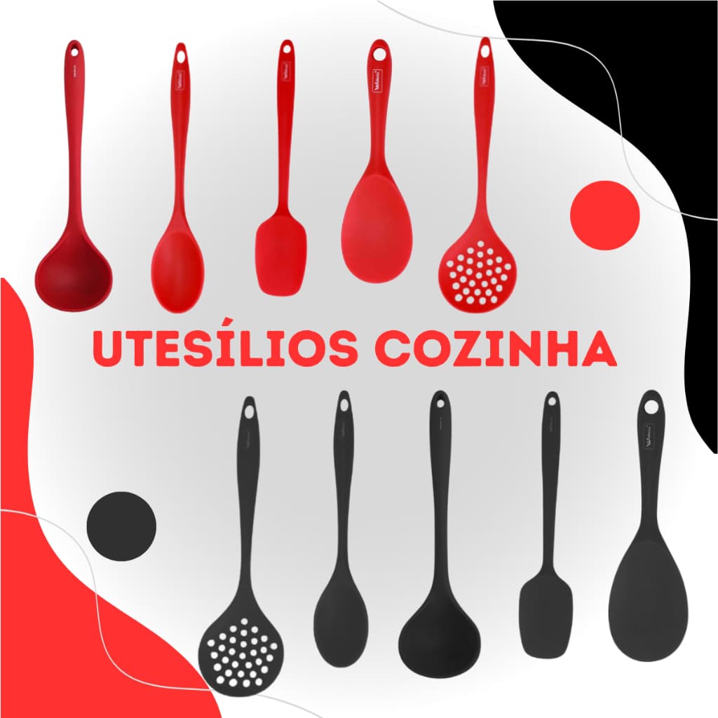 Kit 5, 4 ou 3  Unidades De Silicone Espátula Concha Escumadeira Colher Espátula Vazada Para Cozinha