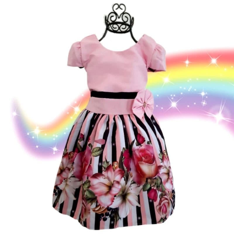 Vestido Floral Temático Borboletas Casamento Moda Gospel Infantil