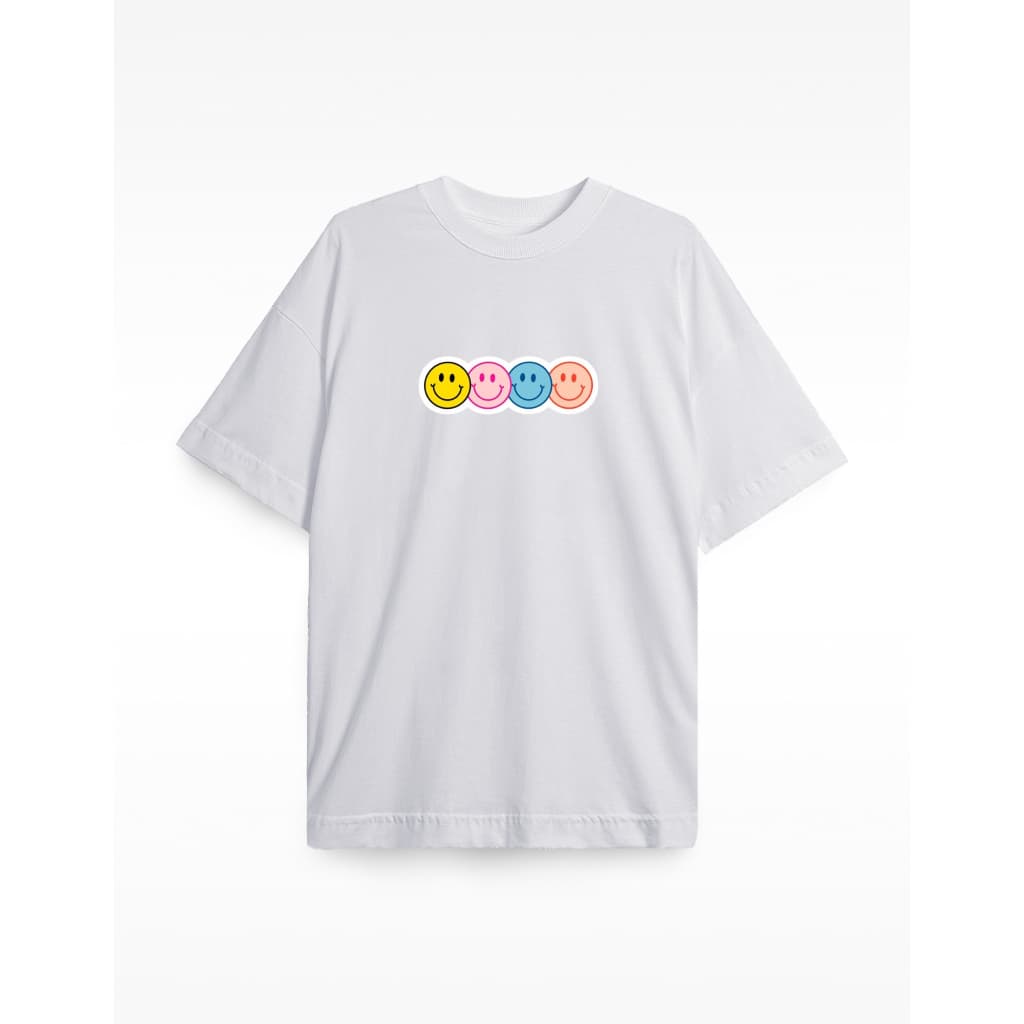Camiseta Oversized Feminina 100% Algodão Smiles