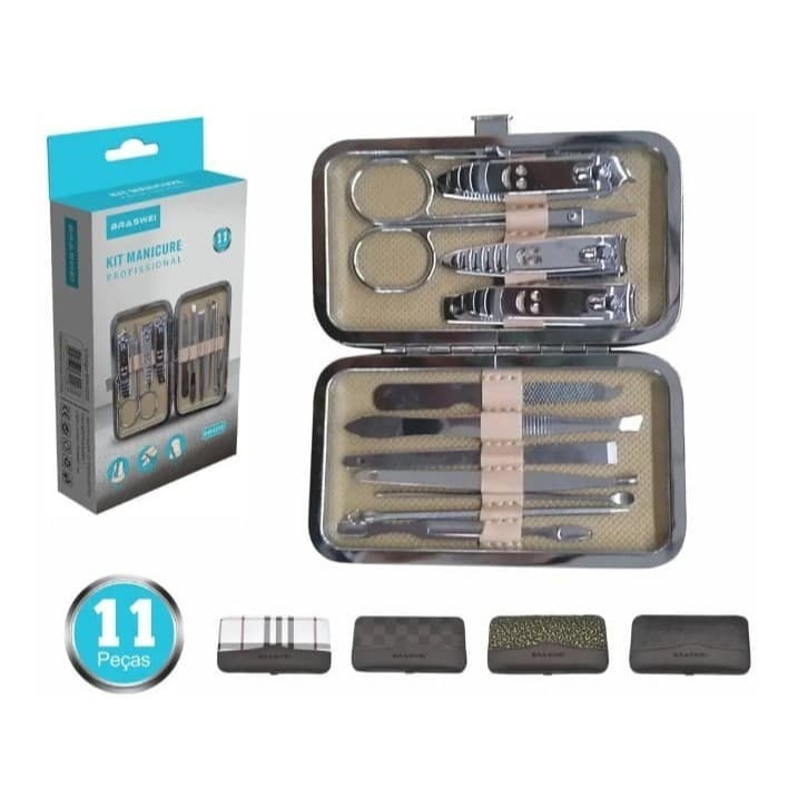 Kit Manicure e Pedicure Braswei 11 Peças BW-4228