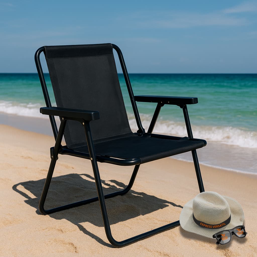 CADEIRA DE PRAIA DESCANSO LAZER CAMPING AÇO PREMIUM REFORÇADO BLACK MOR