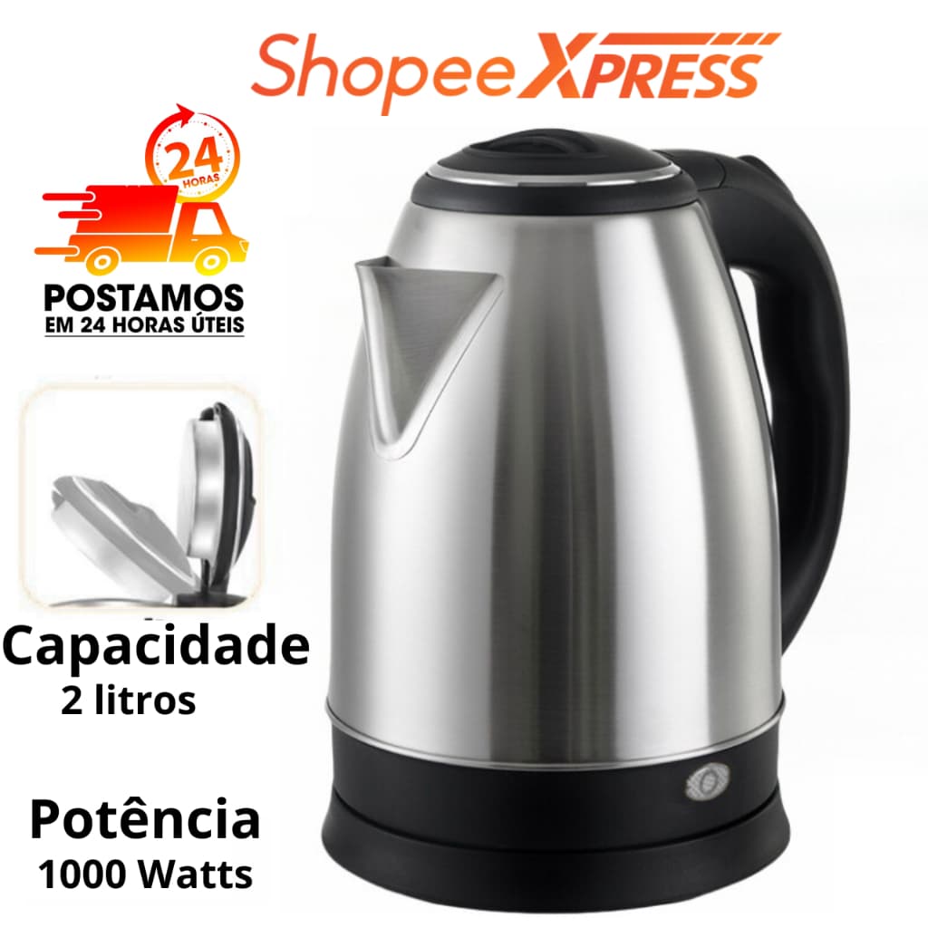 Chaleira Elétrica Inox 1,8L 1000W – Água Quente em Minutos 127V