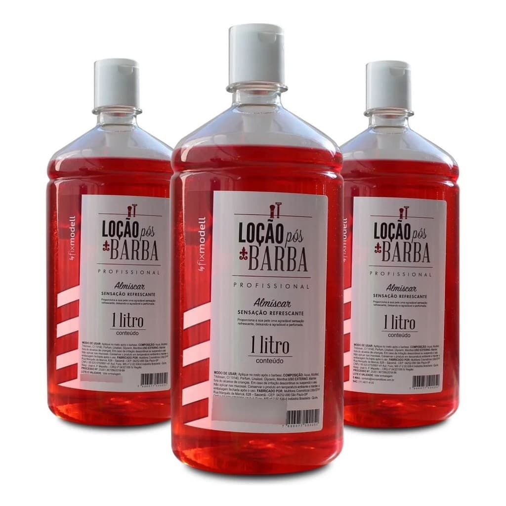 Loção Pós Barba Fixmodell 1L Kit 3 Unidades Profissional