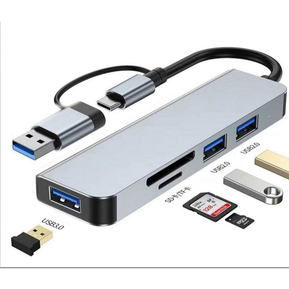 Hub USB-C 5 em 1 Tipo-C SD TF USB 2.0 3.0 Extensao