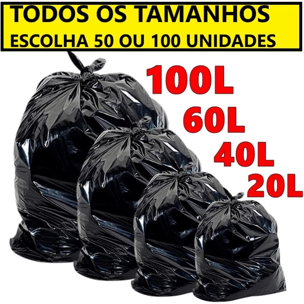Saco de Lixo resistente com 100/50 unidades 100/60/50 Litros direto da fábrica