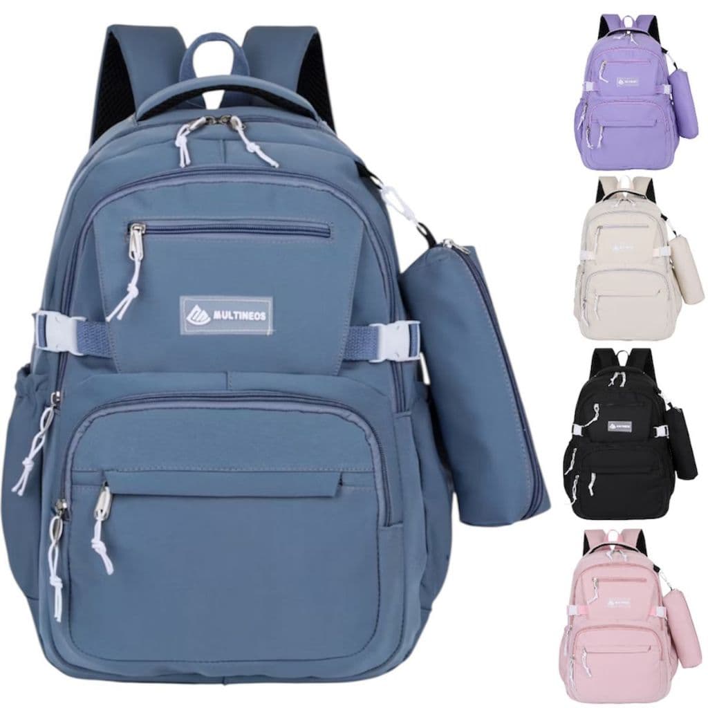 Mochila Escolar Com Estojo De Grande Capacidade Para Estudante Nylon Impermeavel