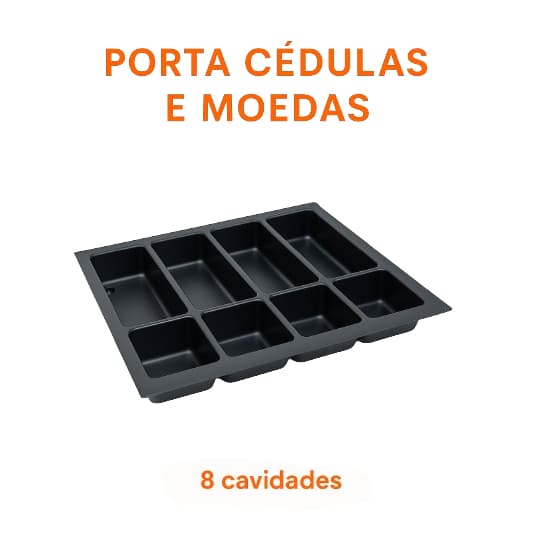 Porta Notas Niqueleira Gaveta caixa divisória com 8 compartimento