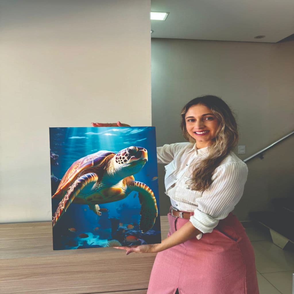 Quadro Decorativo 1 Peça Tartaruga-Marinha Répteis Animal Mar Água