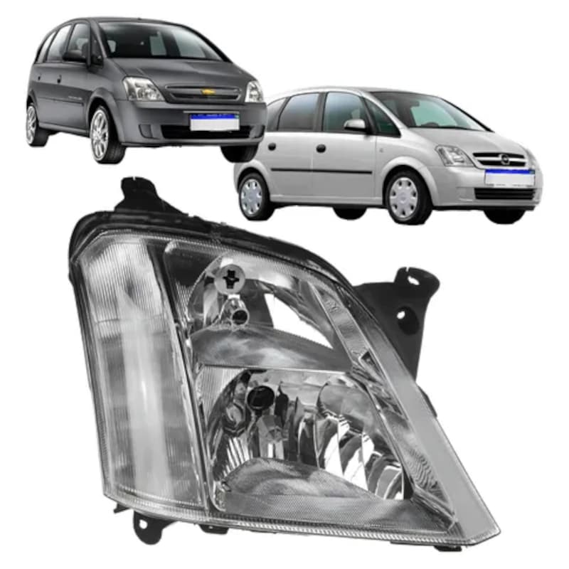 Farol Dianteiro Meriva 2001 Até 2012 Foco Duplo Cromado