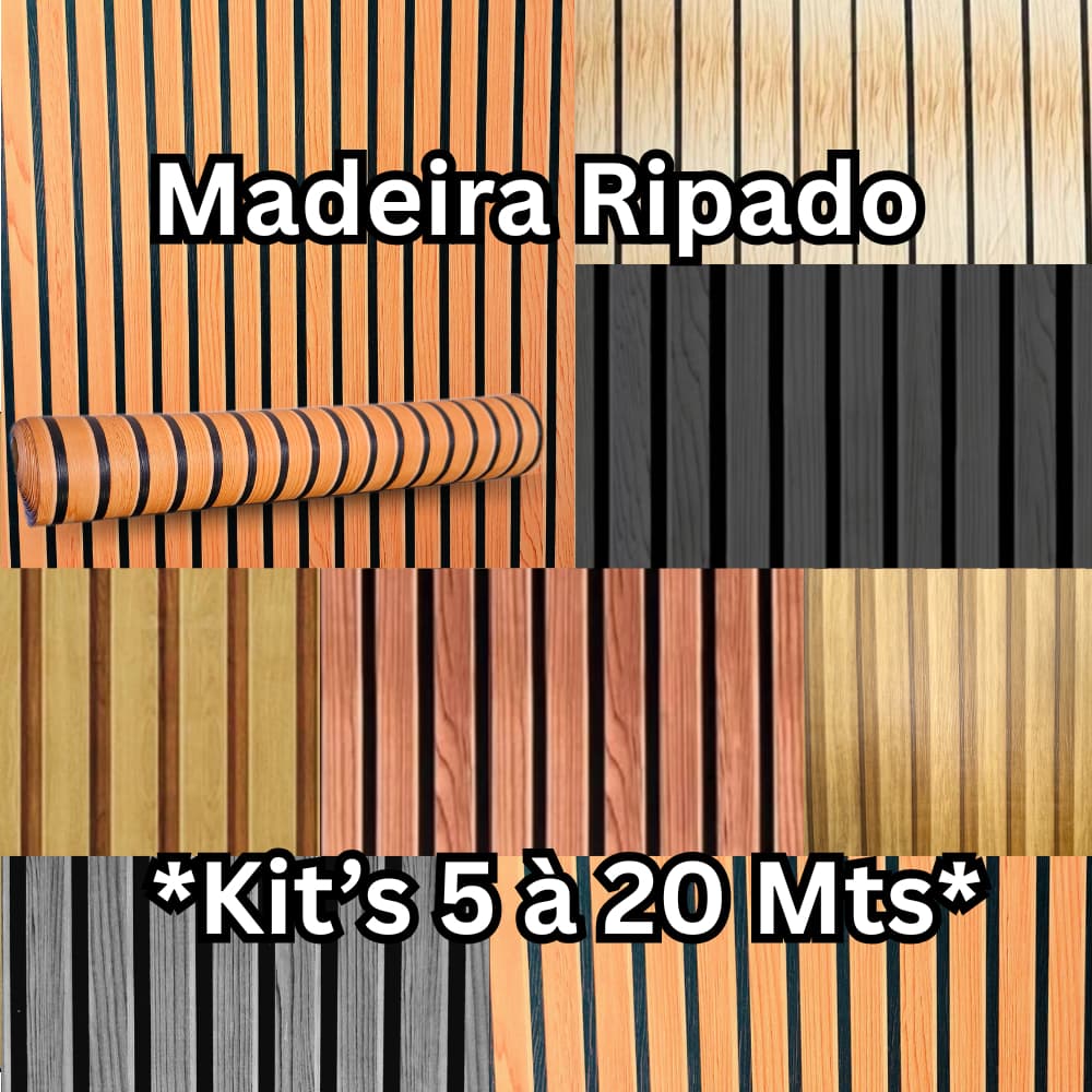 Papel de Parede Impermeável com Efeito 3D Madeira Ripado Adesivo Auto Colante