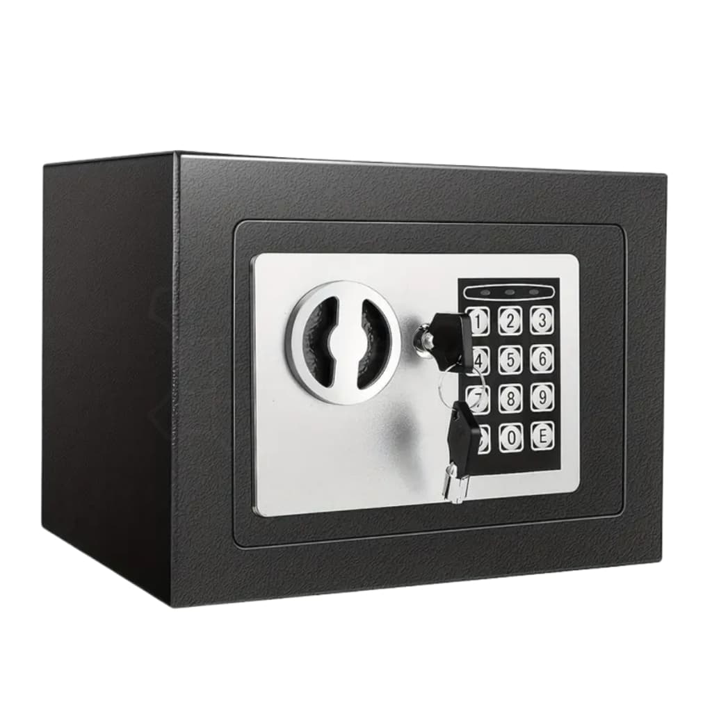 Cofre Eletrônico Digital Seguro Senha Teclado Chave Aço 17x23x17cm Resistente Anti-Furto