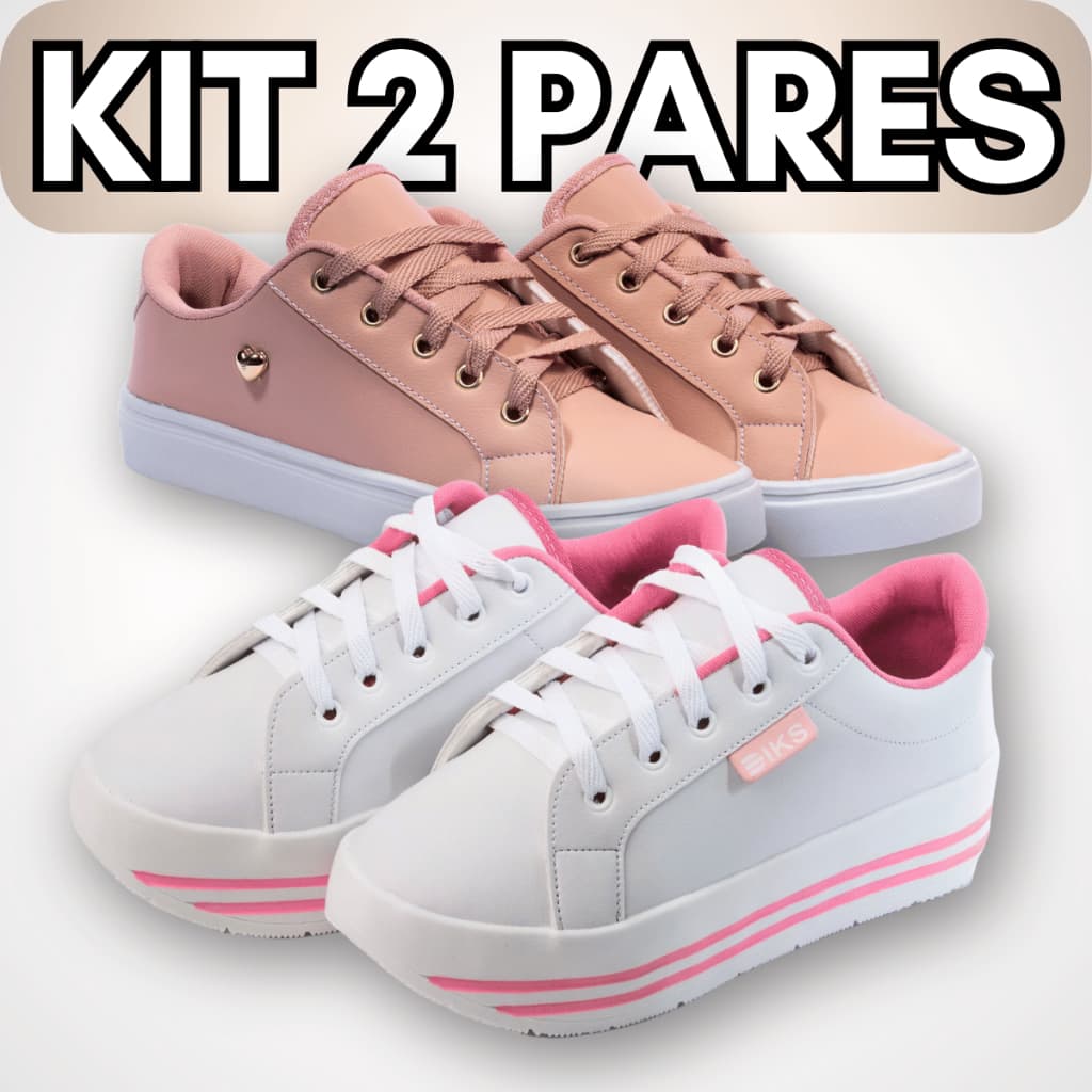 Kit 2 Tenis Feminino Sola Alta e Baixa Casual Macio confortável Estiloso