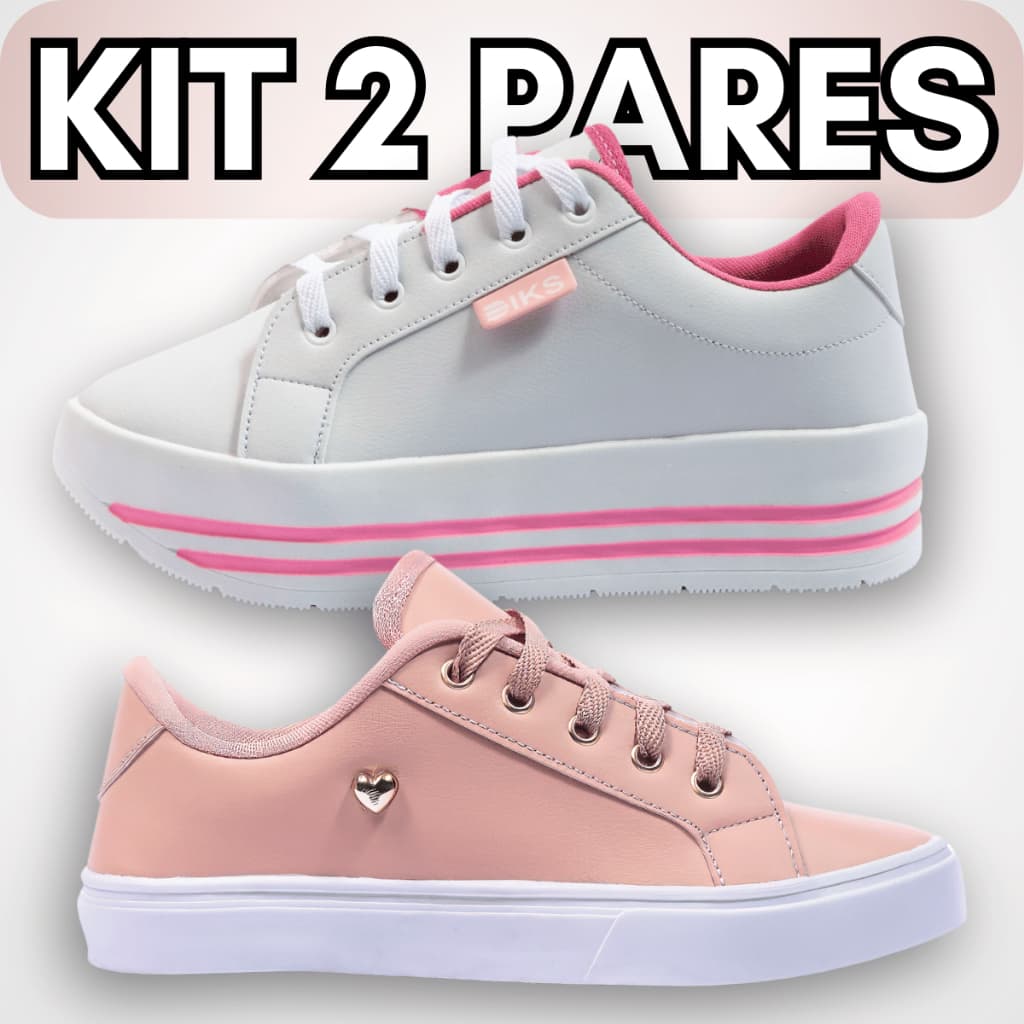 Kit 2 Tenis Feminino Baixo e Plataforma Estiloso Fashion Mulher Jovem