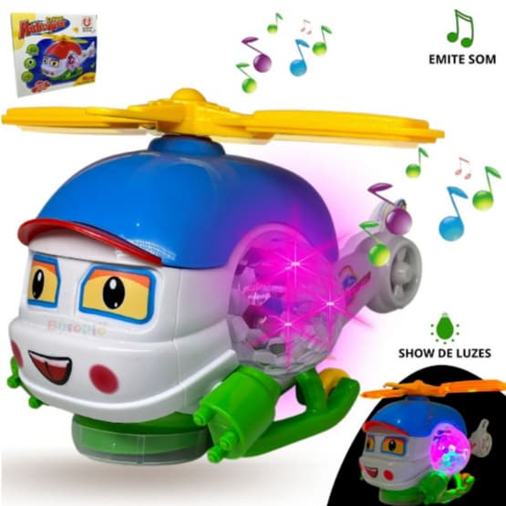 Helicoptero De Bone Com Luz  e Som Brinquedo Menino