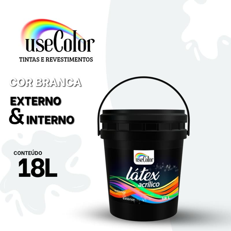 Tinta Acrílica Látex 18L Cor Branca Antimofo Econômica Fácil aplicação Bom acabamento Secagem rápida Usecolor
