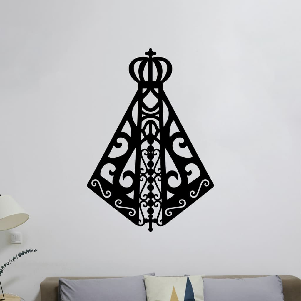 Quadro Decorativo Vazado Nossa Senhora de Aparecida MDF 3mm Preto Fosco