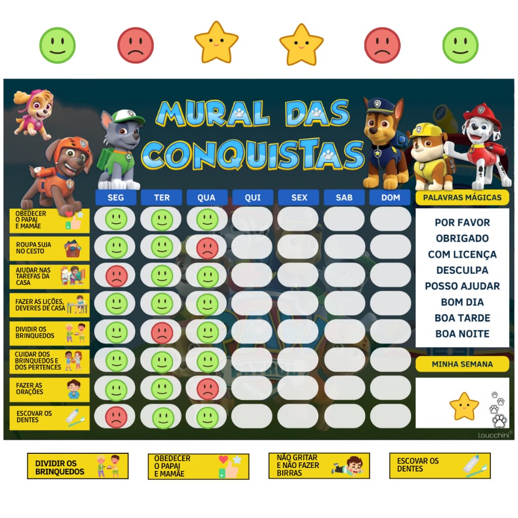 Disciplina e Diversão com a Patrulha Canina – Quadro de Rotina infantil