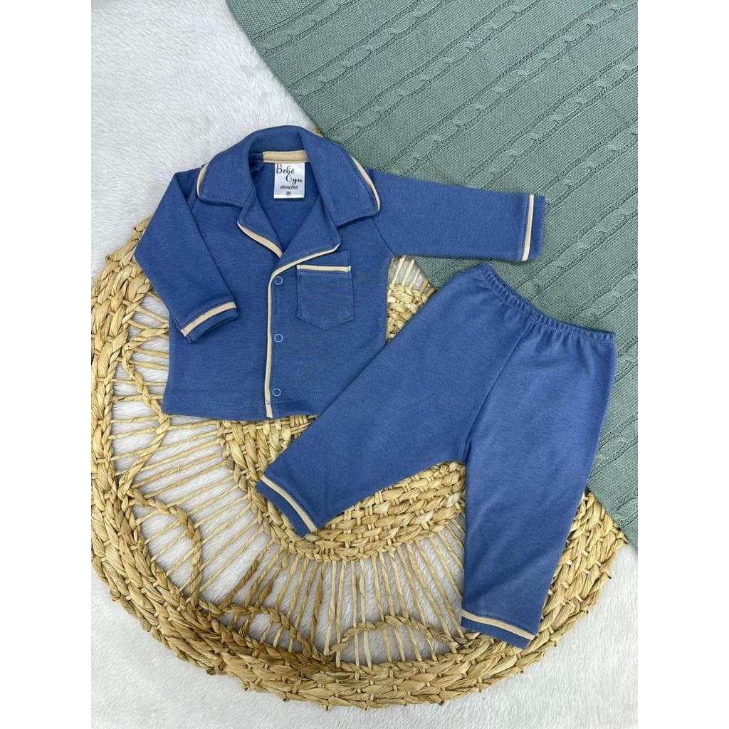 Conjunto Pijama Bebê Estilo Americano – Tamanhos P M G e Cores Variadas